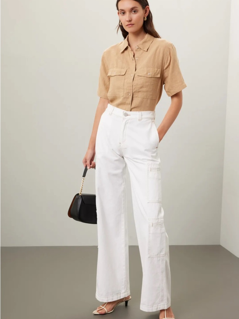 High-Rise Welt Pocket Cargo Wide Leg Jean